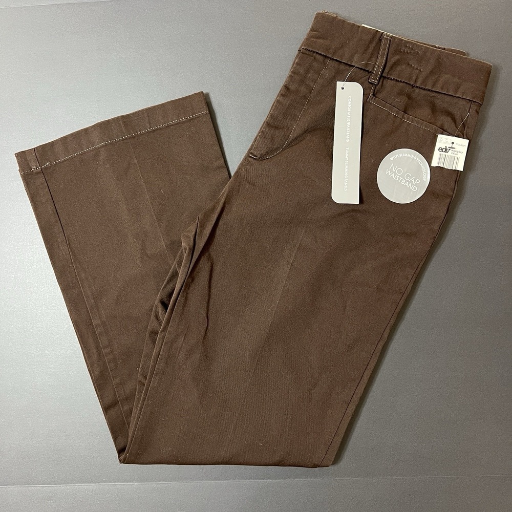 JM Collection Brown Tummy Slimming Wide Leg Pants Short Length Women's 8S NWT